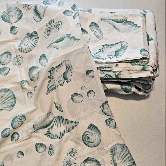 Linen Source Queen Size COTTON Sheet Set. Sea shells Pattern - Picture 2 of 2